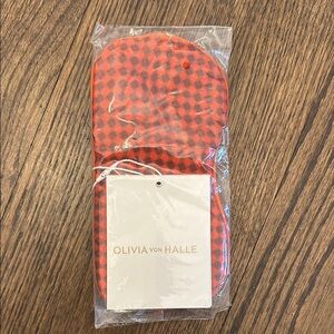Olivia von Halle Red and Black Checkered Sleep Mask